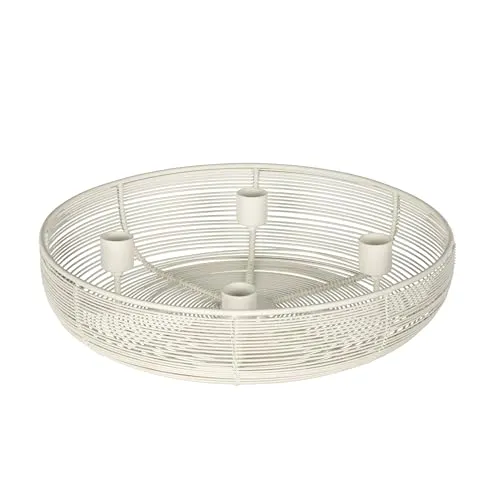 EGLO LIVING Adventskranz Hagony, Kerzenhalter Gestell für 4 Adventskerzen, Advent Kerzenständer für Stabkerzen, Tischdeko Weihnachten aus Metall in Creme, ⌀ 30,5 cm