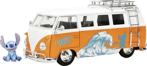 Jadatoys 9336340314R00 - 1/24 Stitch 1961 VW Bus - Fertiges Metall-Kunststoff-Modell im Maßstab 1:24, ideal für Sammler und VW-Fans, detailgetreu und bereit zur Präsentation.