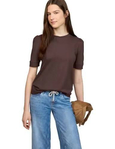 Street One Studio T-Shirt Mahogany Brown mit Puffärmeln