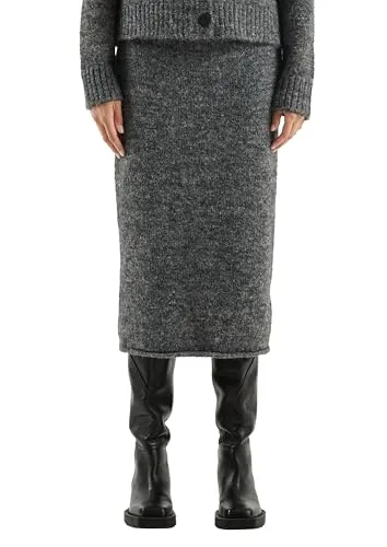 QS Midirock Rock Strickrock grau 42 - Eleganter Midirock in Slim Fit für stilvolle Auftritte. Hergestellt aus weichem, komfortablem Material, ideal für den täglichen Einsatz.