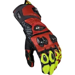 LS2 Feng Motorrad Handschuhe XL, schwarz-rot-gelb - Motorradhandschuhe mit Touchscreen-Kompatibilität und großem Klettverschluss für optimalen Halt und Komfort beim Fahren.