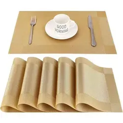 Tischset abwaschbar PVC rutschfest B-gold 6er Set Platzsets in gold von LuxusKollektion