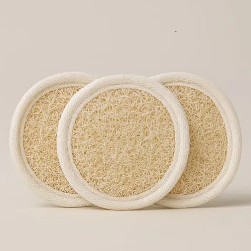 Strauss Home Natürlicher Luffa-Körperschwamm 3er-Set – Umweltfreundlicher & biologisch abbaubarer Duschschwamm – Sanftes Peeling für Damen & Herren – Premium Bade- & Duschpflege (3er Peeling)