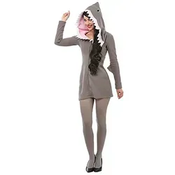 Kleid Hai - Kostüm für Erwachsene, auffälliges Hai-Design mit Kapuze und Flossen, ideal für Fasching und Mottopartys.