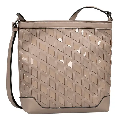Gabor bags Lilien Damen Umhängetasche - Elegante Crossbody Bag in Beige - Umhängetasche mit Reißverschlussfächern, 27,5x9x25 cm, 385 g. Die aufwendige Webstruktur mit Lackstreifen sorgt für einen besonderen Blickfang und modische Kompetenz.