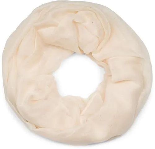 styleBREAKER Damen Loop Schal mit Glitzer-Effekt | Einfarbiger Schlauchschal aus weicher Viskose | Leicht & Elegant | 87 x 93 cm, Farbe:Creme-Beige