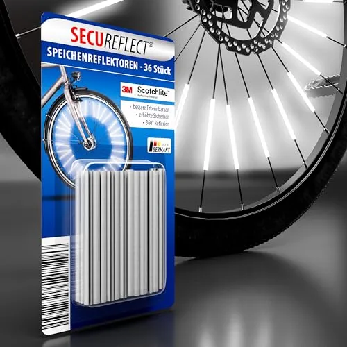 Secureflect Speichenreflektoren | Original 3M™-Scotchlite | StVZO-zugelassen | maximal sichtbar | erhöhte Fahrrad Sicherheit | 360° Reflexion – einfache Montage | alternative zu Katzenaugen (36 Stück)