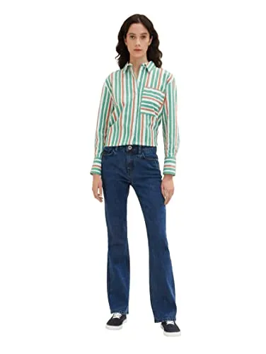 TOM TAILOR Damen 1035527 Kate Narrow Bootcut Jeans - Jeans im Five-Pocket-Style mit hohem Bund und Bootcut-Schnitt. Pflegeleichte Baumwoll-Polyester Mischung für hohen Tragekomfort und optimale Bewegungsfreiheit.