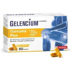 Gelencium Curcuma Plus hochdosiert mit Vitamin C Kapseln - Arzneimittel zur Unterstützung des Immunsystems und Knochen, enthält hochdosierten Curcuma-Extrakt mit 95 % Curcuminoiden und Vitamin C für optimale Bioverfügbarkeit und antioxidativen Schutz.