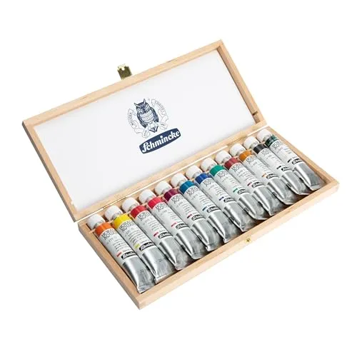 Schmincke HORADAM® AQUARELL – 12 x 20 ml Künstler-Aquarellfarben im Buchekasten - Eleganter Buchekasten mit 12 hochwertigen Aquarellfarben für brillante Kunstwerke. Ideal für Künstler, die Wert auf Qualität und Ergiebigkeit legen.