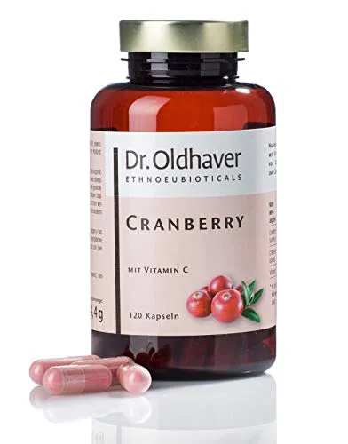 Dr. Oldhaver Cranberry Kapseln (120 Stück) Nahrungsergänzung - Kombination aus natürlichem Cranberrysaft Pulver, hochwertigem Cranberry Extrakt und Vitamin C für Harnwege und Blase