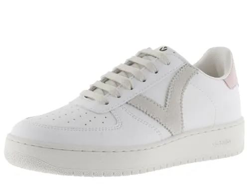 Victoria Low-Top Unisex Madrid Sneaker - Leder-Effekt mit Kontrast-Details - Damen-Sneaker aus Leder-Effekt mit perforierter Zehenkappe für optimale Atmungsaktivität und bequemer PVC-Sohle aus pflanzlichen Ölen. Made in Spain.