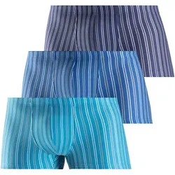 Boxershorts für Herren - 3er Pack mit garngefärbten Streifen - Multipacks von Herren Boxershorts, aus 90% Baumwolle für hohen Tragekomfort, in hellblau, blau und navy.
