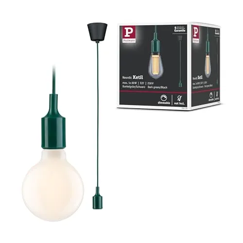Paulmann 78429 Pendelleuchte Neordic Pendelleuchte Ketil ohne Leuchtmittel max. 60 Watt Hängeleuchte Grün, Schwarz Silikon, Kunststoff E27