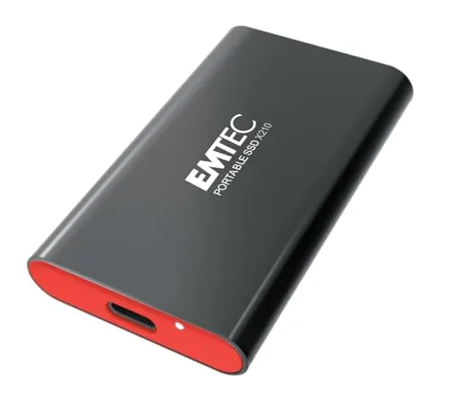 Emtec SSD 3.2Gen2 X210 256GB Portable - Externe Festplatten mit ultra-kompaktem Design: Hohe Lese- und Schreibleistung bis zu 500 MB/s, stoßfest und ideal für unterwegs. Perfekt für die Sicherung und Übertragung Ihrer Dateien!