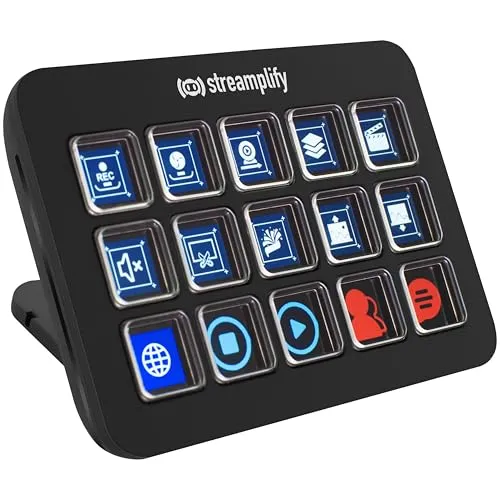 Streaming Deck ONE: 15 anpassbare LCD-Tasten für optimales Streaming - Tastaturen mit integriertem USB-Hub und klappbarem Ständer für individuelle Anpassung und Komfort, ideal für Streamer und Content-Ersteller.