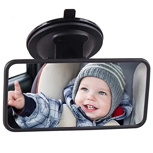 VidFair Rückspiegel Universal Baby Auto Innenspiegel Rückspiegel Fahrtest Fahrlehrer Spiegel Ersatz Auto Rückspiegel mit Saugnapf für Auto SUV LKW 123 x 63 mm (Schwarz)