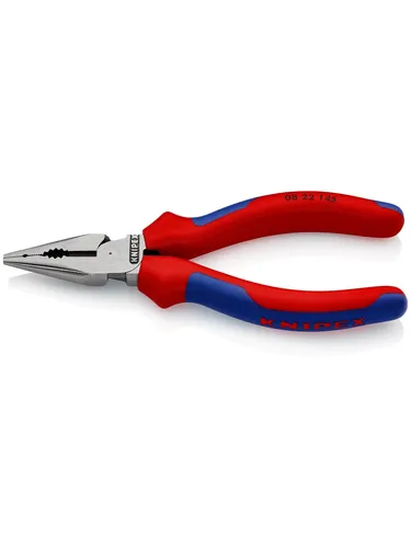 KNIPEX Spitz-Kombizange 145 mm mit Comfort-Griffen - Spitzzange für Installations- und Reparaturarbeiten, ideal für enge Räume. Mit schlanker Kopfform und gefräster Nut zum sicheren Greifen kleiner Teile.
