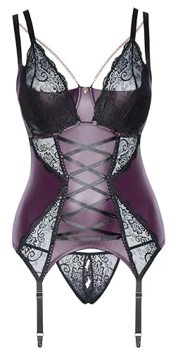 Cottelli CURVES Strapshemd Lila/Schwarz 90E/XL in lila von Cottelli Curves