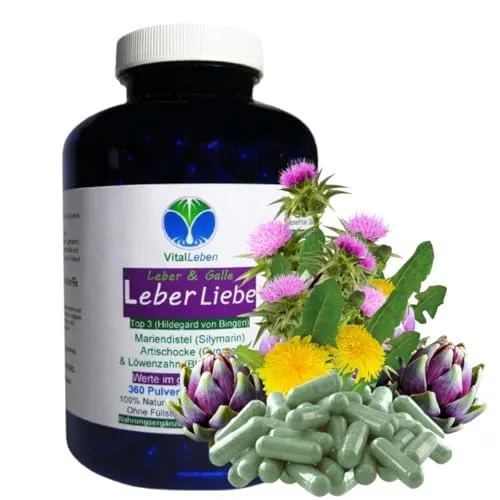 BITTERSTOFFE Mariendistel Artischocke Löwenzahn 360 Kapseln LEBER & GALLE Komplex TOP 3 nach Hildegard von Bingen