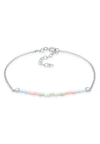 Elli Armband Beads Kugeln Pastell 925 Silber - Armband aus 925 Silber mit facettierten Glasperlen in Pastellfarben, größenverstellbar von 16 cm - 19 cm, ein frischer Blickfang für den Sommer!
