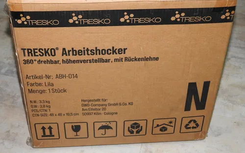 TRESKO Drehhocker mit Lehne – Höhenverstellbar und Flexibel - Drehhocker in höchster Qualität mit ergonomischer Rückenlehne, 360° drehbar und höhenverstellbar (47-60 cm). Ideal für Büros oder Kosmetikstudios, ausgestattet mit leisen, bodenschonenden Rollen.