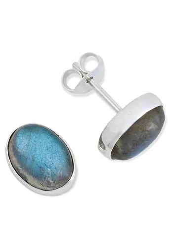 Ohrstecker 925 Silber Labradorit grün blauer Stein Edelstein Ohrringe echt Silber Damen Sterling Silber Stecker Geschenk(MOS-040-05)