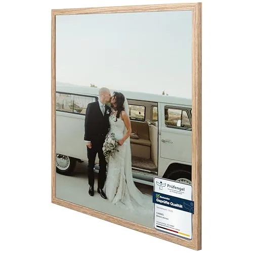 CABBEL 1x Bilderrahmen 60x80 cm Eiche Rahmen 1-Pack | Dokumentenrahmen, Collage, Poster | MDF Holz-Posterrahmen Acrylglas | Picture Frame, Puzzlerahmen, Bilder, Fotorahmen zum Aufhängen