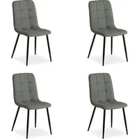 Homestyle4u Polsterstühle 4er Set - Bequeme Esszimmerstühle in Grau - Esszimmerstühle 4er Set mit komfortablem Leinenbezug in Grau, ideal für stilvolle Räume. Stabile Metallfüße sorgen für sicheren Stand und maximale Belastbarkeit von 120 kg.