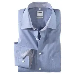 OLYMP Luxor Comfort Fit Hemd Langarm Karo Dunkelblau von Olymp