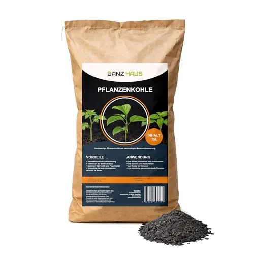 GanzHaus Pflanzenkohle Bodenaktivator Kompostbeschleuniger - Hochwertiges Holzkohlepulver für Garten und Pflanzen - 100 % Naturprodukt: Reines Holzkohlepulver zur Verbesserung der Bodenstruktur und Nährstoffspeicherung. Ideal für Pflanzen, Kompostierung und als natürliche Einstreu. Fördert die mikrobiologische Aktivität und unterstützt nachhaltige Gartenpflege.