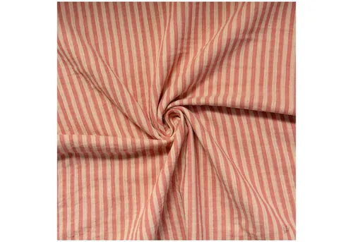 maDDma Stoff Musselin Stoff Streifen Double Gauze Baumwolle 1/2 Meterware 125 cm, rot-lachs