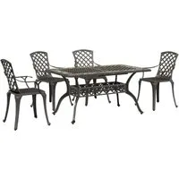 vidaXL 5-teilige Garten-Essgruppe aus Aluminiumguss - Elegante und robuste Garten-Essgruppe mit hohem Sitzkomfort. Ideal für entspannte Stunden im Freien, wetterfest und langlebig für ganzjährige Nutzung.