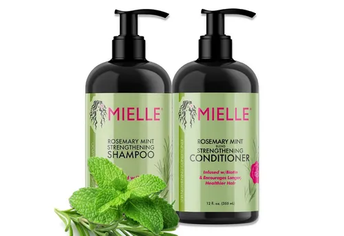 Mielle Organics Haarpflege-Set mit Rosmarin und Minze - Haarpflege-Set mit Shampoo, Conditioner, Maske und Haaröl, ideal für alle Haartypen. Natürliche Inhaltsstoffe sorgen für Geschmeidigkeit, Frische und stärken das Haar. Regenerierende Wirkung für gesundes, glänzendes Haar.