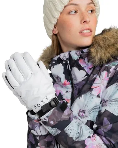 ROXY Jetty Snowboardhandschuhe, Gr. S, weiß - Hochwertige Ski- und Snowboardhandschuhe für Frauen mit ROXY DryFlight Technologie und wasserabweisender Imprägnierung. Ideal für kalte Tage auf der Piste.