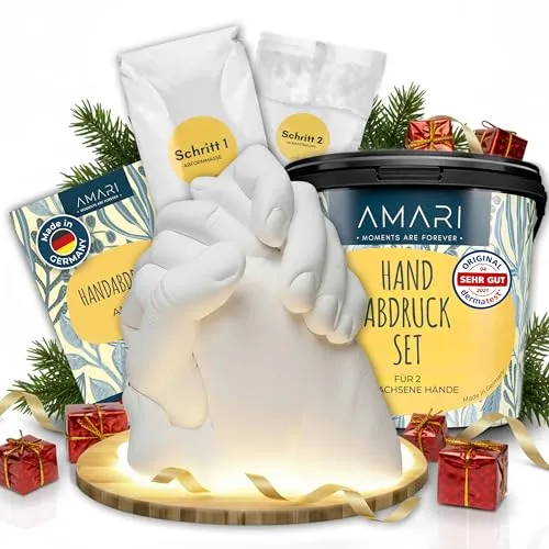 Amari® Handabdruck Set für Paare und Familie (Gelb) - Modellieren & Gießen, ideales Geschenk für Paare und Familien, schafft bleibende Erinnerungen mit 3D Gipsabdrücken von Händen.
