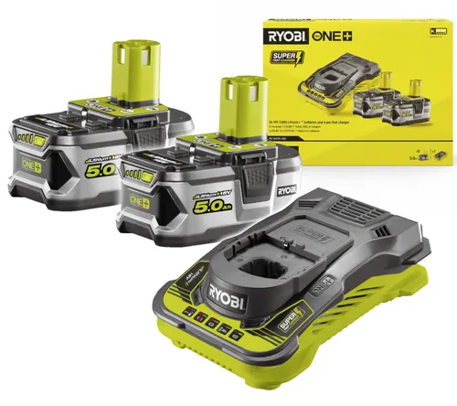 Ryobi RC18150-250 18 V ONE+ Starterset - AKKUS & LADEGERÄTE PROFIZUBEHÖR, inkl. 2x5,0Ah Akku für bis zu 25% längere Laufzeit und 10% mehr Leistung pro Elektrowerkzeug.