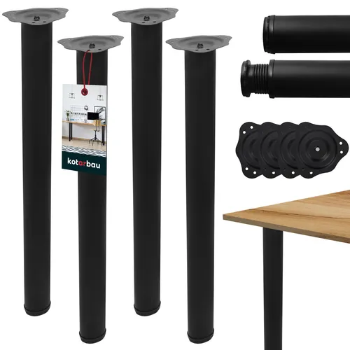 KOTARBAU® Tischbeine Metall Schwarz 4er Set Ø 60 mm H: 71 cm Schreibtischbeine