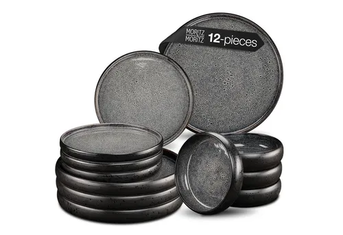 Moritz & Moritz Kombiservice SOLID 12tlg Geschirrset Anthrazit