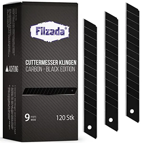 Filzada® 120x Ersatzklingen Cuttermesser 9mm BLACK in schwarz von Filzada