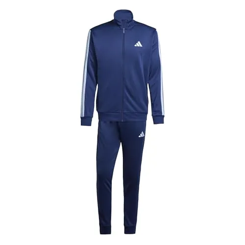 adidas Herren 3 STRIPES FRENCH TERRY TRACKSUITS, Dunkelblau, XXL - Trainingsbekleidung aus 100 % recyceltem Polyester, regulär geschnitten mit durchgehendem Reißverschluss und praktischen Taschen für optimalen Komfort beim Sport.