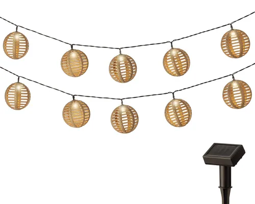 LED Solar Lichterkette Outdoor Lampion Kugeln Plastik 4,5m Warmweiß