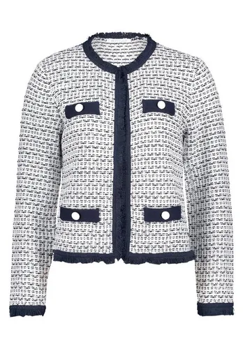 Betty&Co Strickjacke - Gemusterte Cardigan - Elegante Cardigan mit gerader Passform und Rundhals-Ausschnitt, ideal für jeden Anlass. Der Haken- und Ösenverschluss sorgt für einen stilvollen Look.