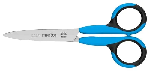 MARTOR Schere, kurze Sicherheitsschere/Bastelschere, SECUPLUS 363, für feine Schnitte, abgerundete Spitzen, Rostfreier Stahl, Rechts- & Linkshänder