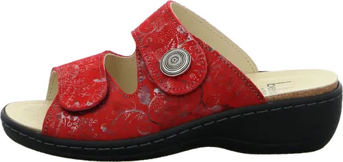 Belvida 42.410 Pantolette Größe 40 EU Rot - Clogs für Damen mit Wechselfußbett für lose Einlagen, flexible Laufsohle und dezent integrierter Klettverschluss für optimalen Halt und hohen Tragekomfort.