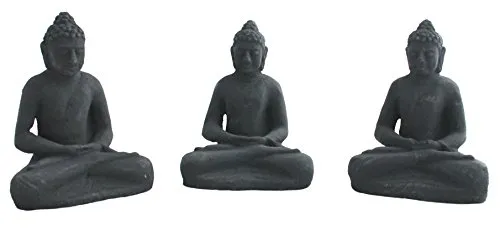 colourliving Dekofigur Buddha 3er Set aus Stein Meditation Feng Shui Gartenfigur Dekoration