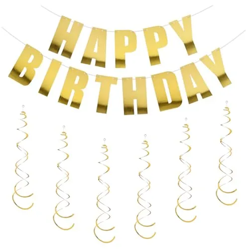 Kzouenzu Happy Birthday Girlande, Girlande Geburtstag, Happy Birthday Deko, Spiralen Hängedeko für Geburtstag, Party