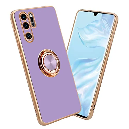 Cadorabo Hülle kompatibel mit Huawei P30 PRO Schutzhülle TPU Silikon Case mit Ring Design mit Kameraschutz Slim Kratzfest Weiche Gummi mit Rundumschutz Case Hülle für Huawei P30 PRO in Lila