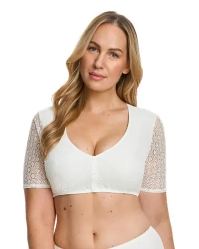 SUSA Damen Dirndlbluse - Elegante Trachtenbluse mit Spitze & V-Ausschnitt - Dirndlblusen für Damen – Halbarm Bluse mit elastischem Material für perfekten Tragekomfort und stilvolle Eleganz, ideal für traditionelle Feierlichkeiten und Feste.