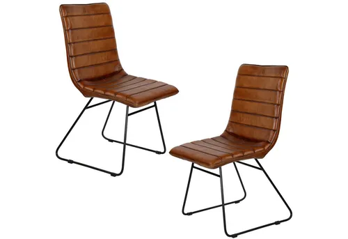 Casa Moro Esszimmerstuhl aus Echtleder - Handgefertigter Retro Stuhl in Braun - Eleganter 2er Set Esszimmerstuhl aus 100% hochwertigem Leder, ideal für Fliesen-, Laminat- und Teppichböden. Modernes Kufengestell für einfache Selbstmontage und stilvolles Ambiente.